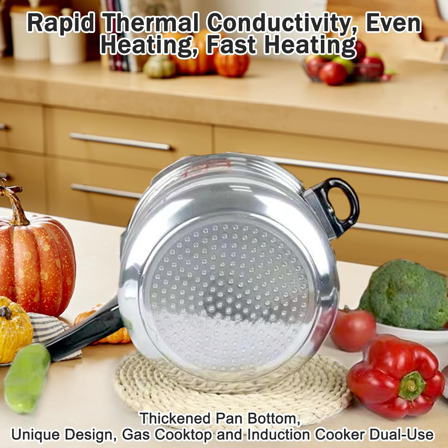 Small Pressure Cooker 5 Quart，Aluminum Pressure Cooker Compatible with Gas & Induction Cooker Fast Cooking Pot Even Heat Distribution for 4-5 People