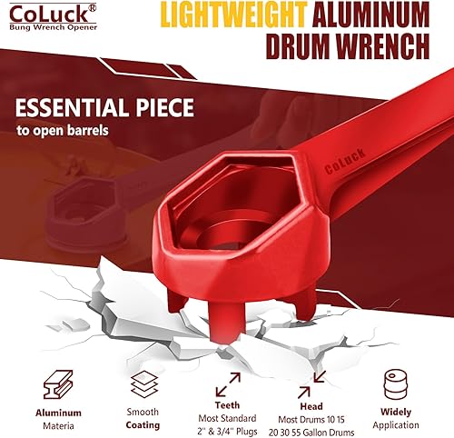 Miniatura 4 de Llave Bung Wrench 2 paquetes, llave de tambor 3 en 1 actualizada, herramienta de abridor de barril de aluminio para abrir tambor de 10, 15, 20, 30,