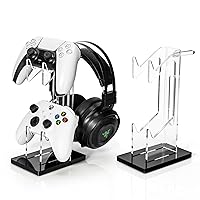 Vista 1 de OAPRIRE Headset and Controller Stand, Space-Saving 2 Tier Game Controller Holder, Acrylic Controller and Headset Stand for Desktop, Universal Design