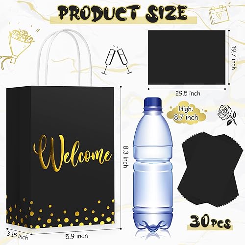 Miniatura 3 de Geyoga 30 bolsas de regalo de bienvenida con papel de seda, bolsas de boda de bienvenida doradas con asa, bolsas de papel kraft de bienvenida para