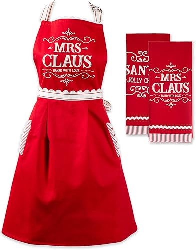 DII Decoración de cocina de Navidad, accesorios de cocina y horneado de vacaciones, lavable a máquina, juego de delantalpaños de cocina, juego de