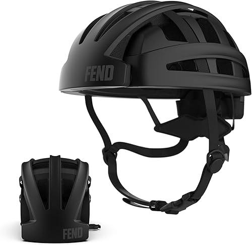 FEND Un casco de bicicleta plegable – Diseño patentado Smart-Fold 50% compacto, seguridad galardonada con certificación CPSC/EN1078, para adultos,