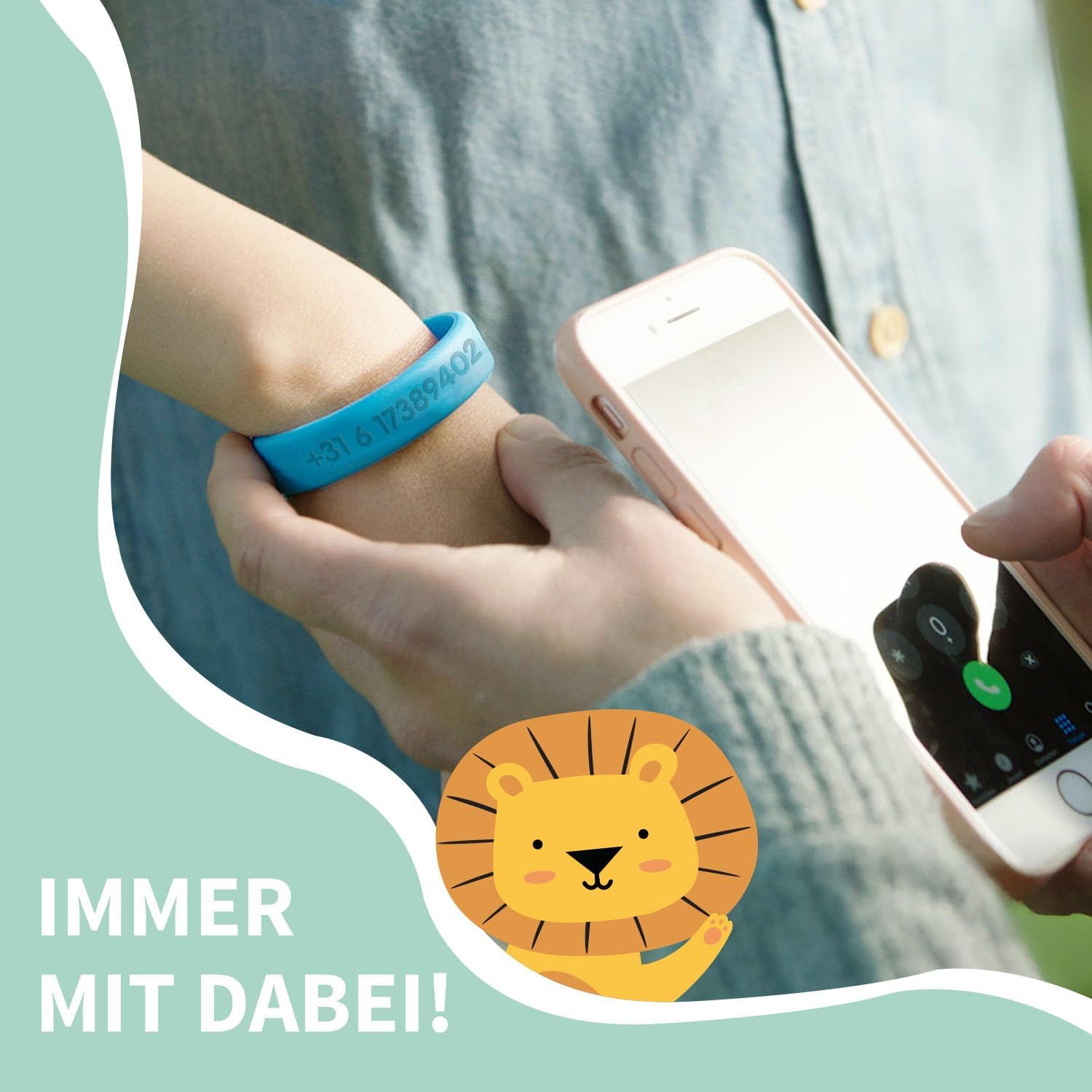 Gutmarkiert – Personalisierbares SOS-Armband für Kinder aus Silikon, graviert mit Name & Telefonnummer – wasserdichtes Notfallarmband für Kinder, besonders langlebig – Farbe wählbar