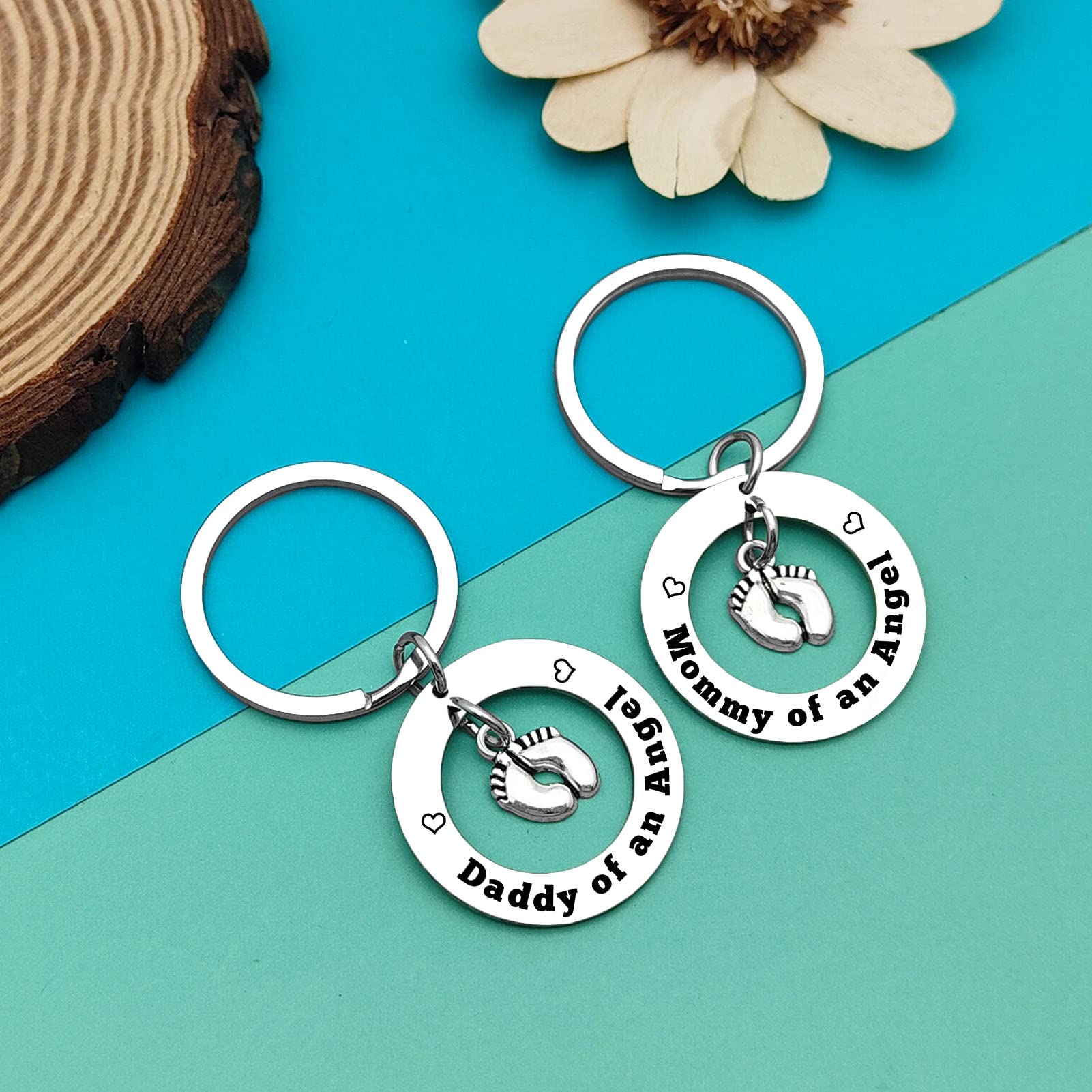 Baby Memorial Keychain Keyring Gift Loss Memorial Gifts Mommy Daddy of an Angel Keyring Set Miscarriage Keepsake Baby Memorial Jewelry Gift for Infant Loss Sympathy Gift Remembrance Grieving Gifts - Image 4