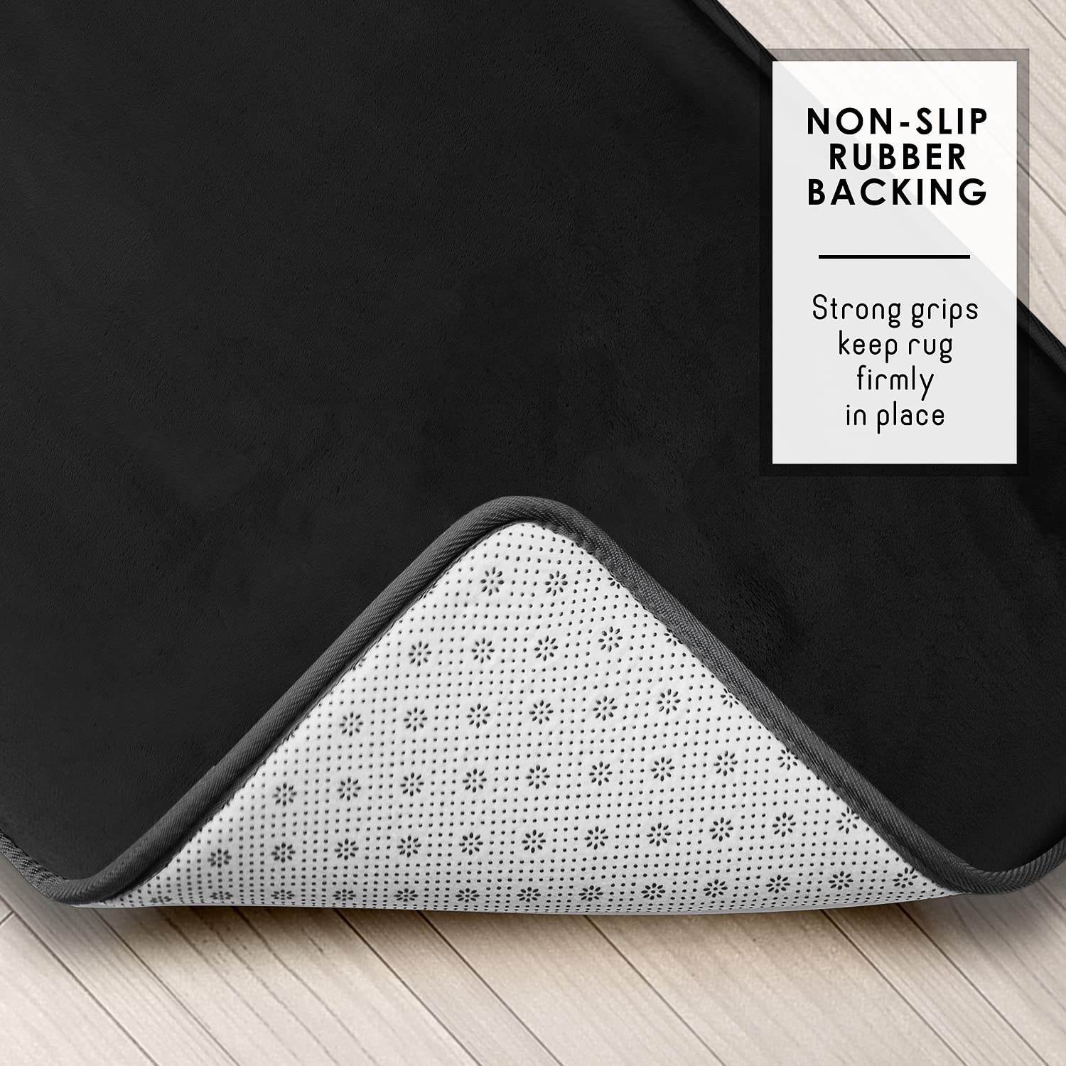 Clara Clark Bathroom, Velvet Memory Foam Mat, Non-Slip Bath Rugs Ultraweicher, Rutschfester und saugfähiger Badezimmerteppich, Samt Fleece, Schwarz, 17 x 24 + 20 x 32, 2