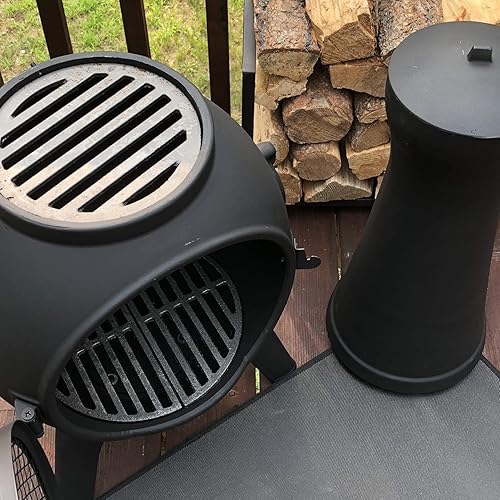 Miniatura 4 de Chimenea de chimenea para exteriores de Prairie Fire de The Blue Rooster cubierta de aluminio fundido sin óxido o chimenea de patio