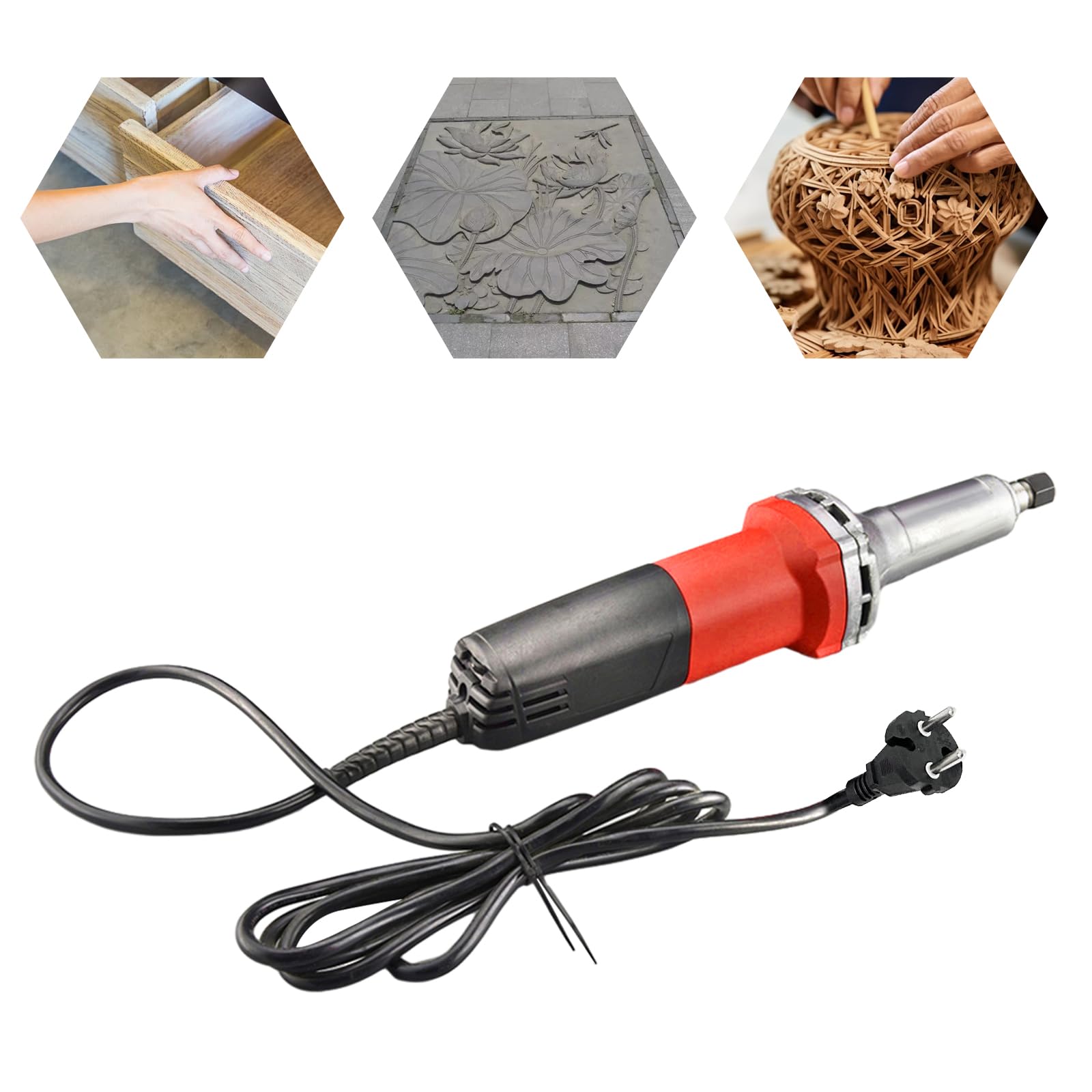 Smerigliatrice dritta 600 W Levigatrice elettrica 0-27000 giri/min, con 3 testine abrasive, smerigliatrice per lucidatura, punzonatura e incisione