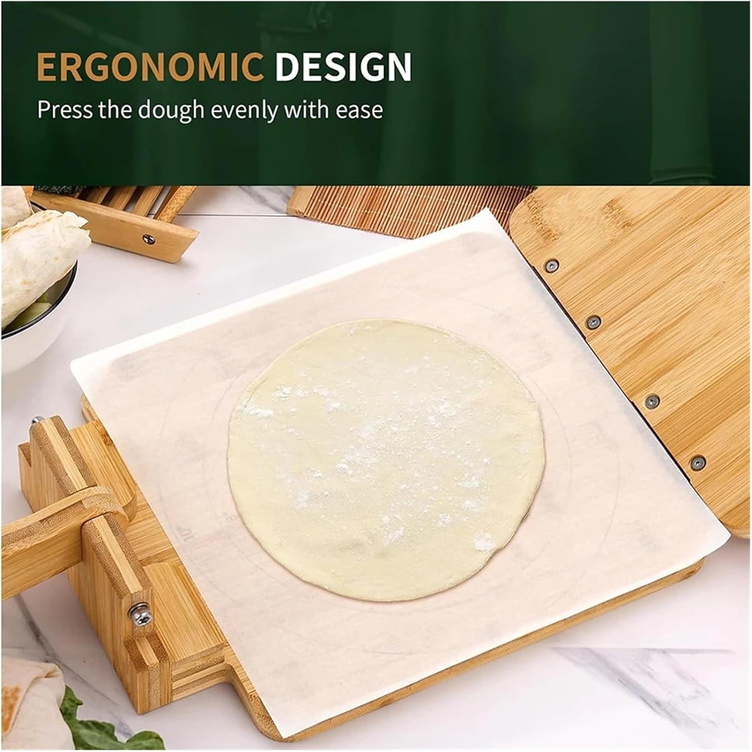 Wooden Dumpling Press Tool Traditional Manual Dough Wrapper Tortilla Maker