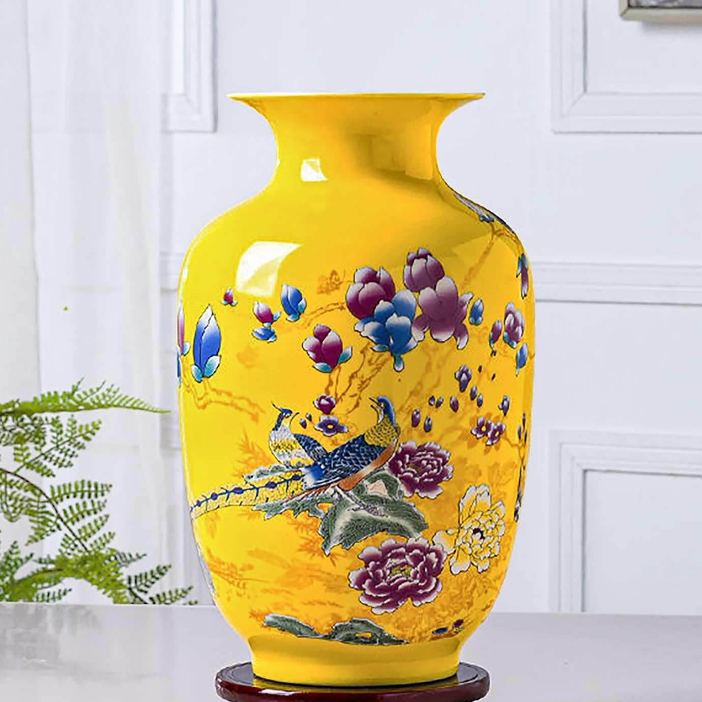 MTME Figurki porcelanowe, Jingdezhen paw dekoracyjny wazon na kwiaty, wystrój domu, prezenty ślubne, estetyczna rzeźba wystrój domu (Bażant Y)