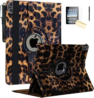 Case for iPad Pro 12.9 6th 5th 4th 3rd Generation, Rotating Stand Smart Auto Wake Up/Sleep Cover for Model A2436 A2764 A2437 A2378 A2379 A2461 A2229 A2069 A2232 A1876 A2014 A1895, Leopard