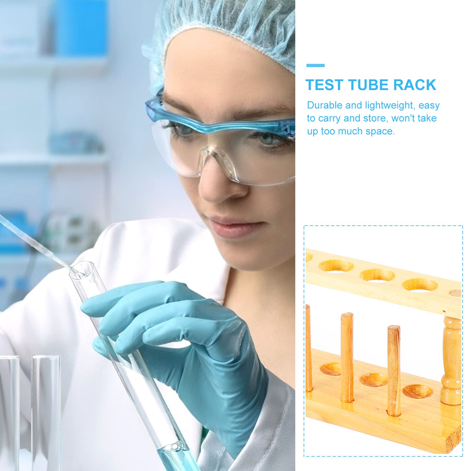 SOLUSTRE 4pezzi Rack Per Provette Legno Supporto Per Test Tube Per Laboratorio Design Compatto e Pratico Per Stoccaggio Test Tubo