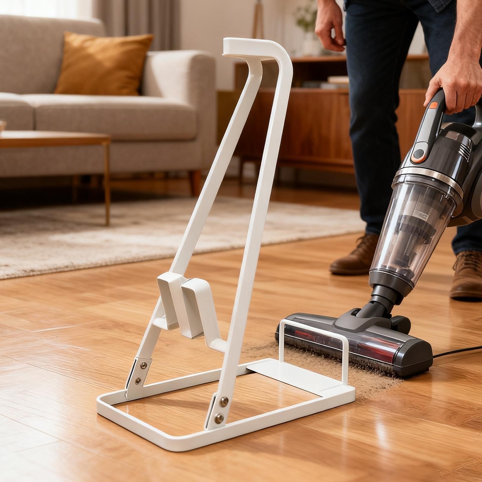 Staubsauger Aufbewahrungsregal Aufbewahrungsständer for Staubsaugerzubehör, robuster Organizer, kabelloser Staubsaugerständer for Zuhause, Küche, Schlafzimmer, Wohnzimmer(White)