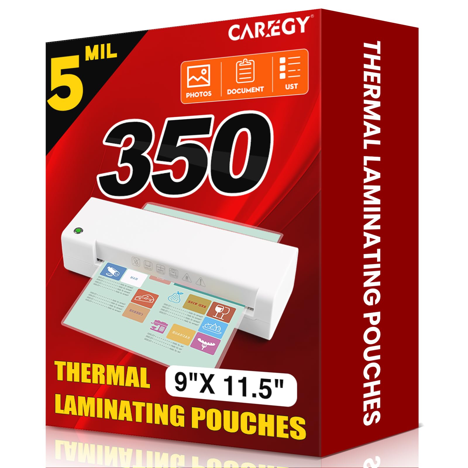 CAREGY Thermal Laminating Pouches,350 Pack Laminating Sheets, 5 Mil