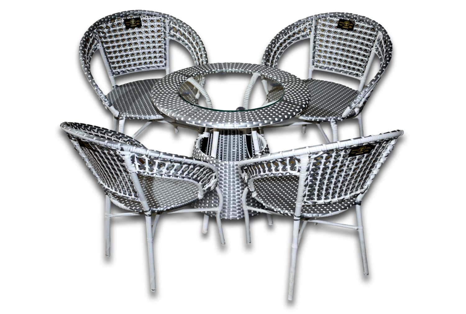 Brookwood - Outdoor Furniture Set - NET Grey White (4 Chair's & 1 Table, Grey & White)-image-43