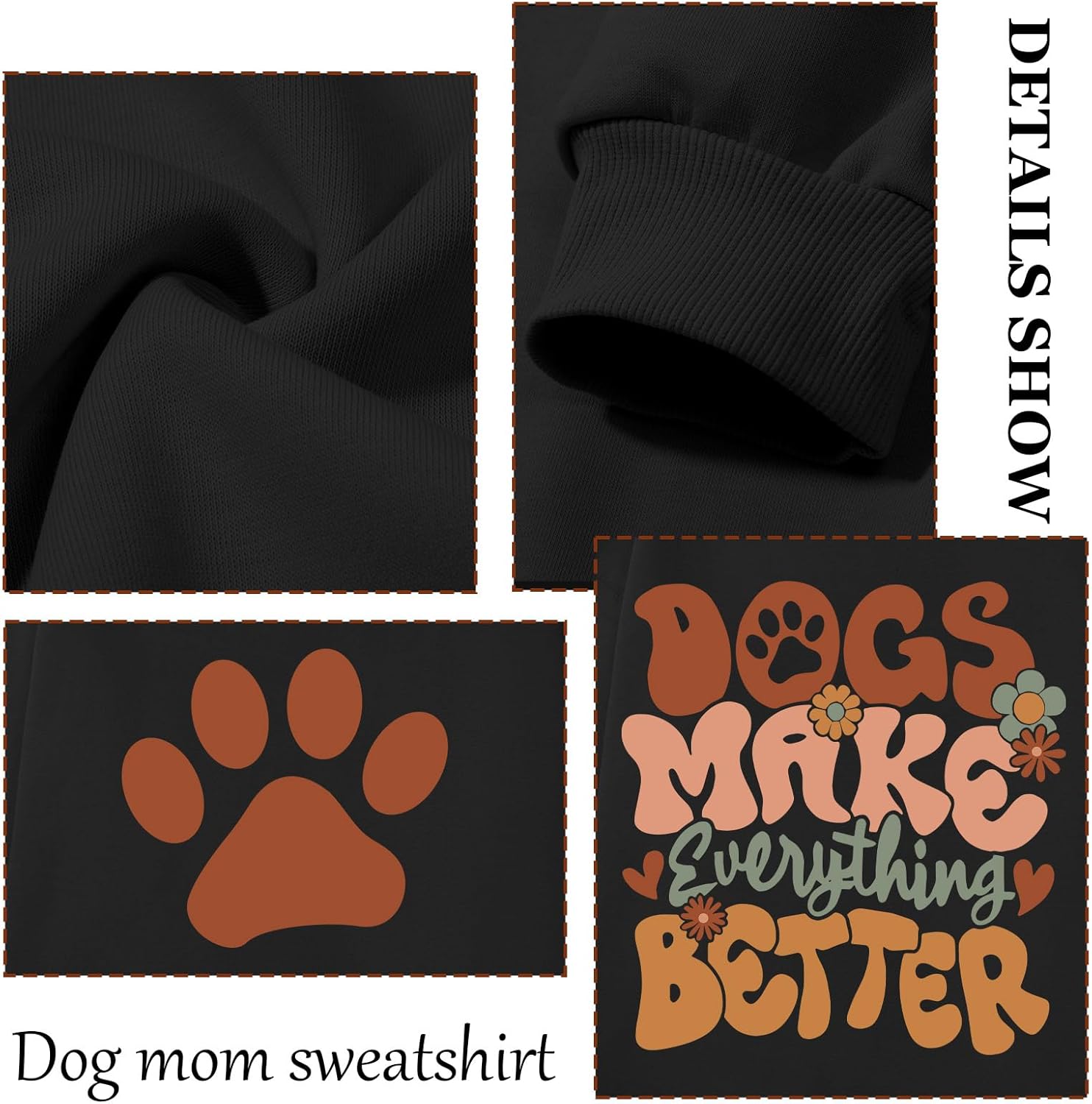 Dog Mom Sweatshirt Cute Paw Print Mama Sweatshirts for Women Lover Gifts Funny Long Sleeve Shirts Graphic Pullover - Image 6