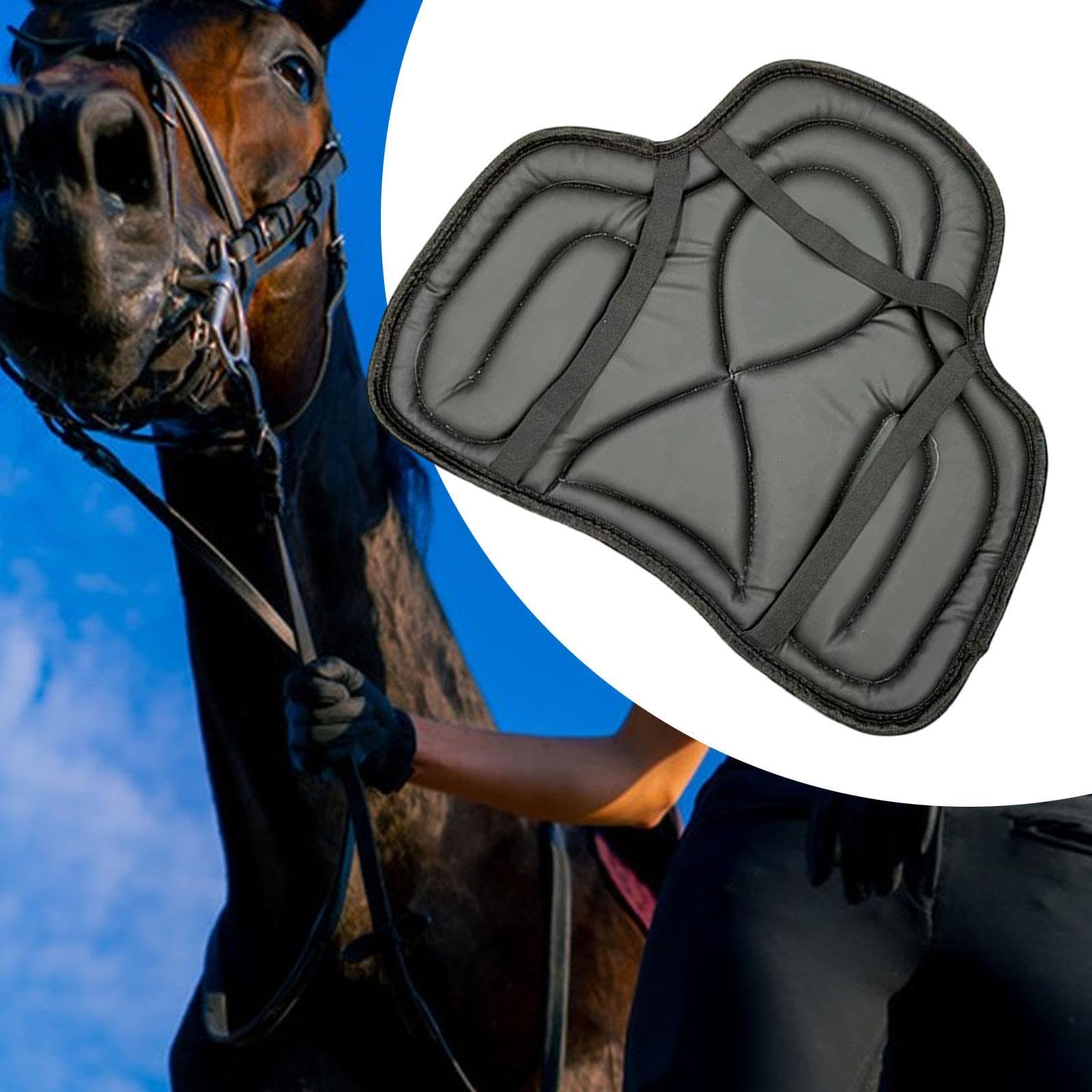 Sottosella Cuscino per Sella da Equitazione con Cinghia di Fissaggio Accessori per Equitazione Cuscini Morbidi per Equitazione Sottosella da Dressage, Nero