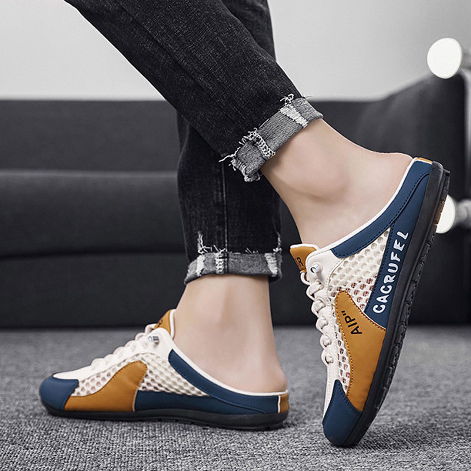 Sommer Slipper offener Rücken,Herren Mule Sneakers,Halboffene Schuhe Herren,Mesh,Bequeme,Weichen,Leichtgewichts,Atmungsaktiv,VerschleißFest,Geeignet Wandern und Campen