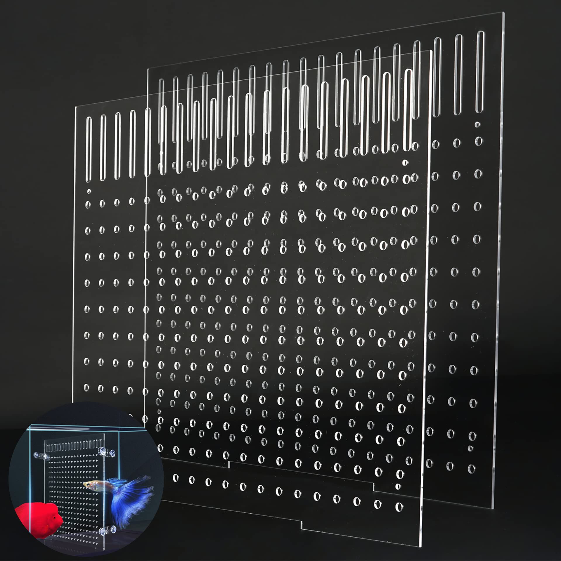 GEKMOR 2pcs Fish Tank Dividers, Acrylic Divider Isolation Board with Suction Cups, DIY Designed Clear Easy to Install and Assemble for Fish Tank