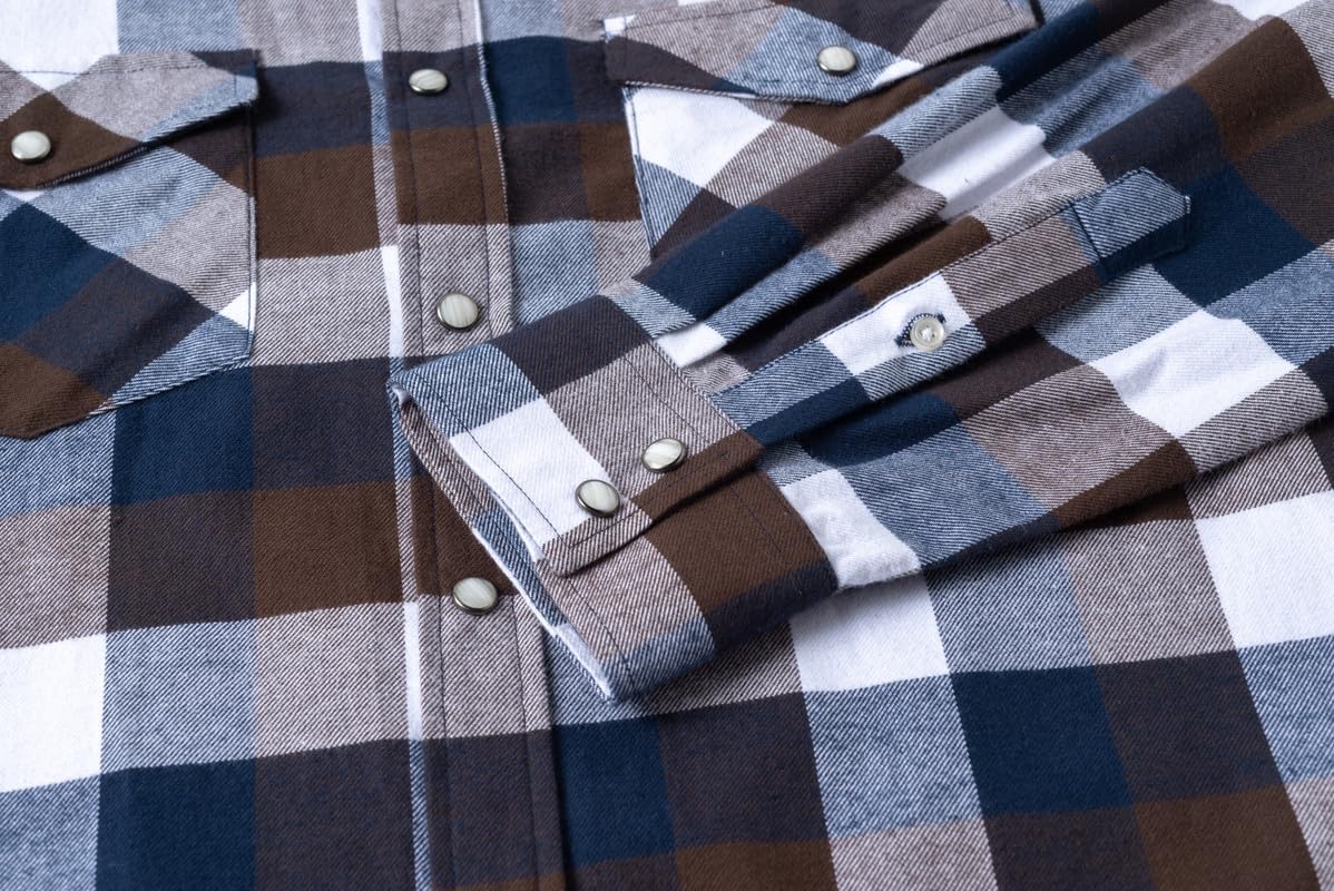 Snap Buttons Flannel Shirts for Men Regular Fit Mens Long Sleeve Shirt - Image 5