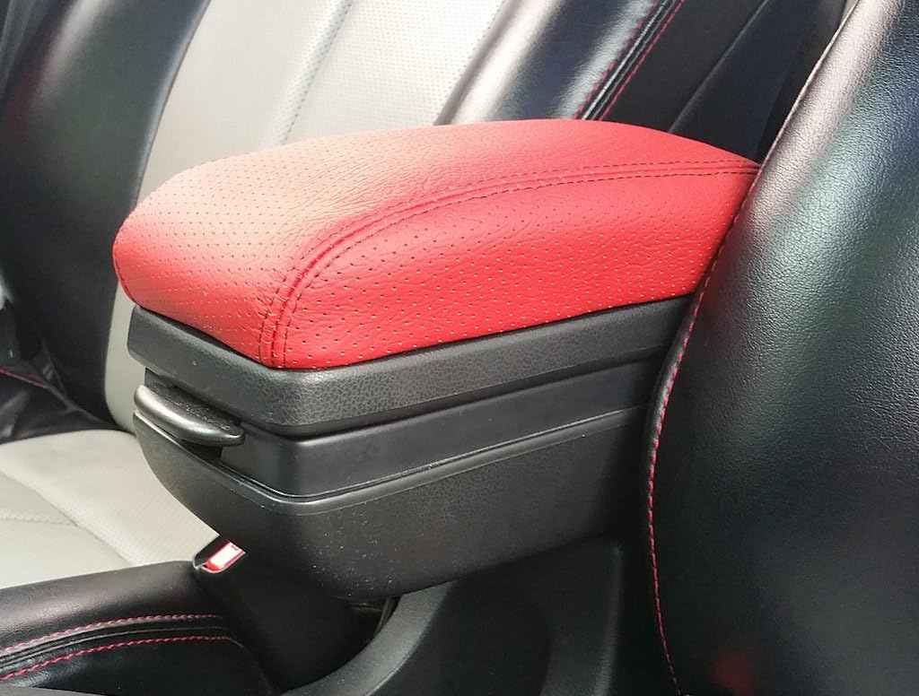 RedlineGoods armrest Cover - OEM Honda armrest Compatible with Honda Fit 2007-13. Tailor Made - not Universal. Genuine top-Grade Italian Black Perforated Leather with Black Thread