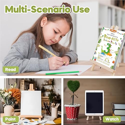 Miniatura 8 de CONDA Paquete de 6 caballetes de mesa de 11.8 pulgadas, trípode portátil con marco en A, caballete de mesa para pintar fiestas y mostrar lienzos,