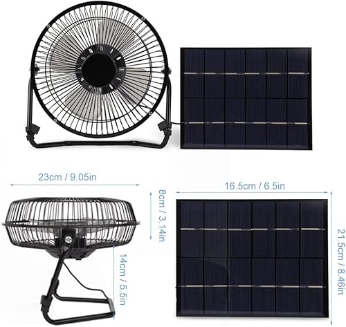 Miniatura 4 de Ventilador USB de 5.2 W alimentado por panel solar, mini ventilador portátil para refrigeración al aire libre, hogar, viajes, camping, casa de