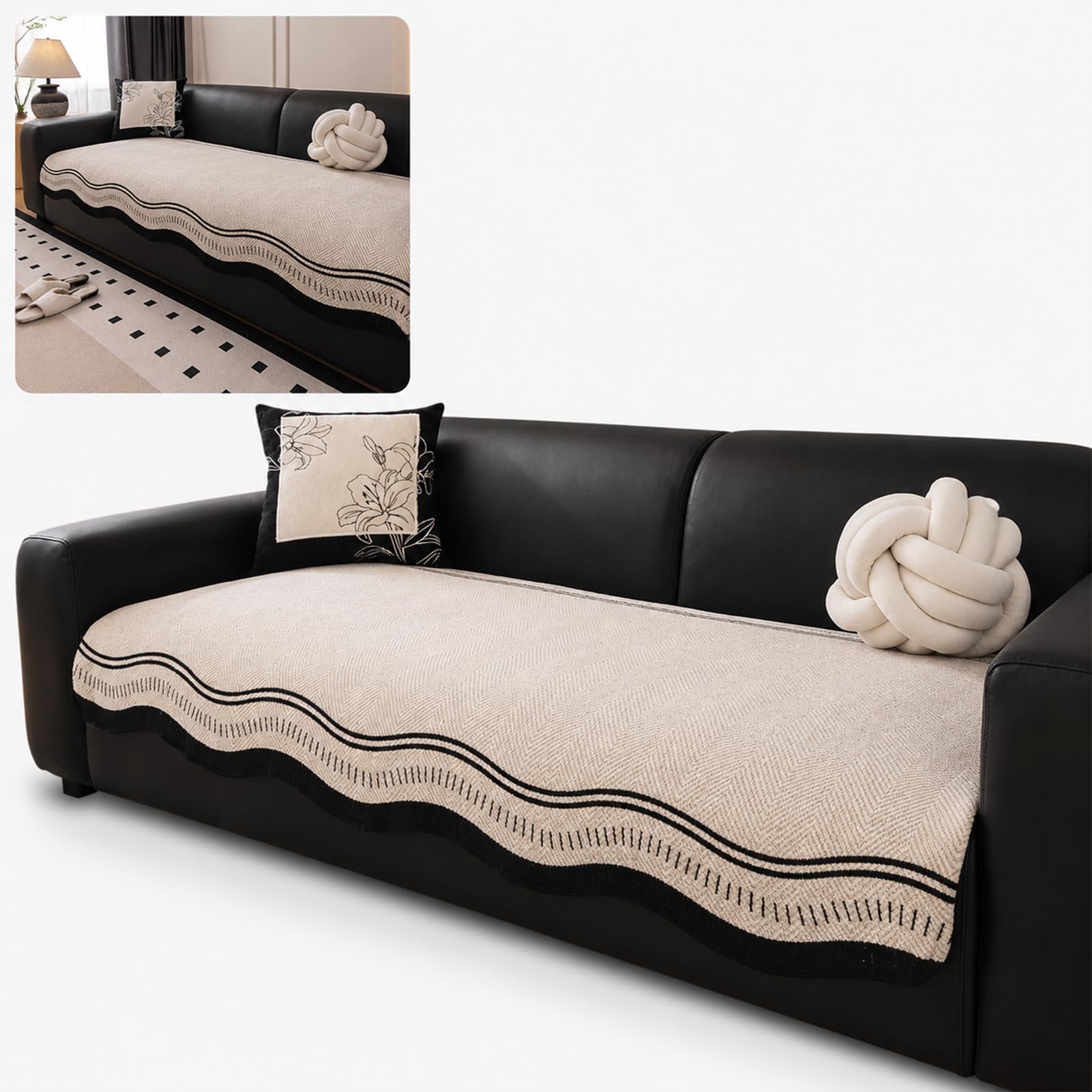 TJKK Couch Cover Blanket Geometric Striped Pet Covers for Couches and Sofas Dog Cover for Couch Pet Friendly Chenille Sectional Sofa Covers for Pets (white,90 * 180cm)