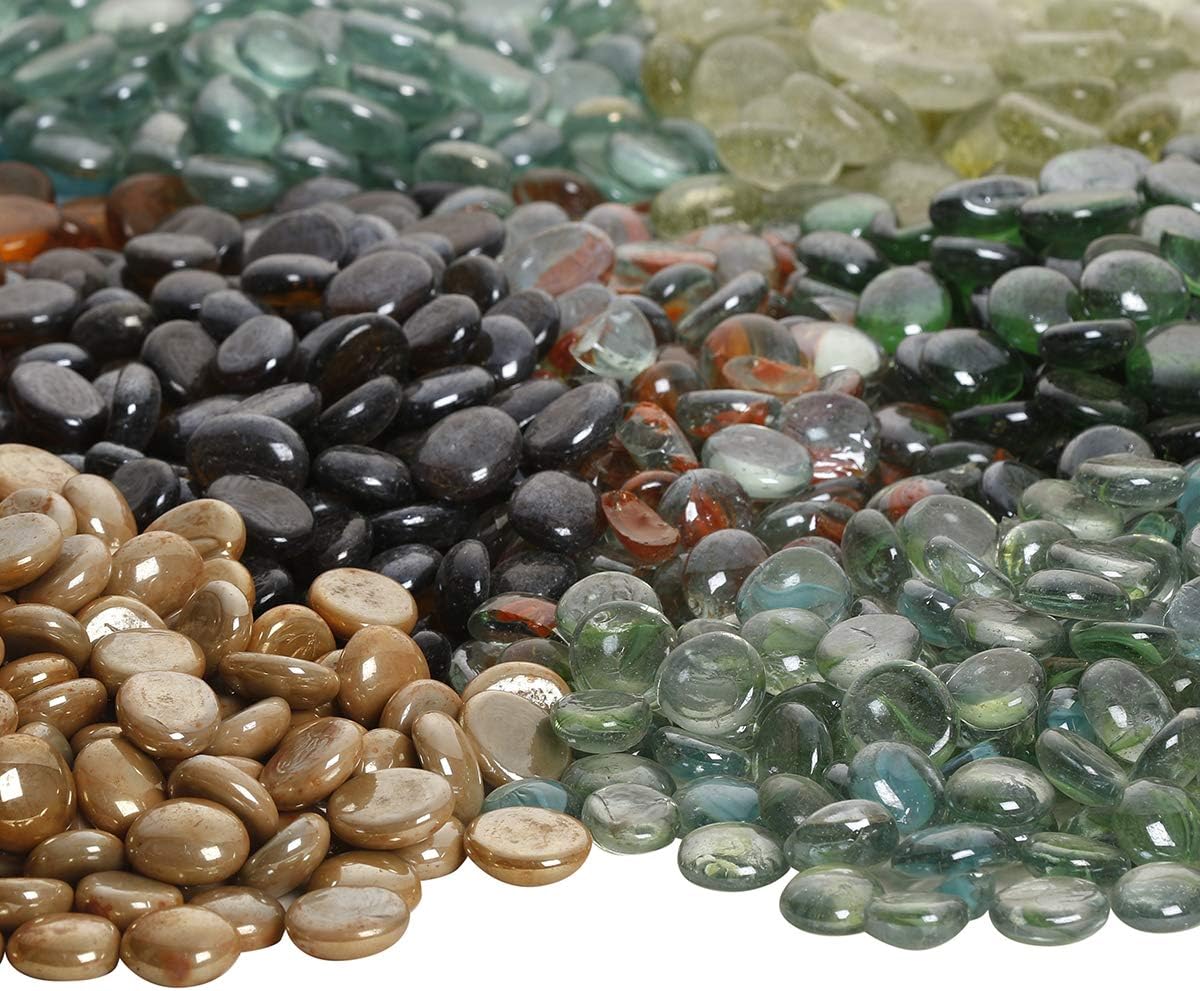 Color Stone Glass Pebbles Stones (500 GM, Multicolour)