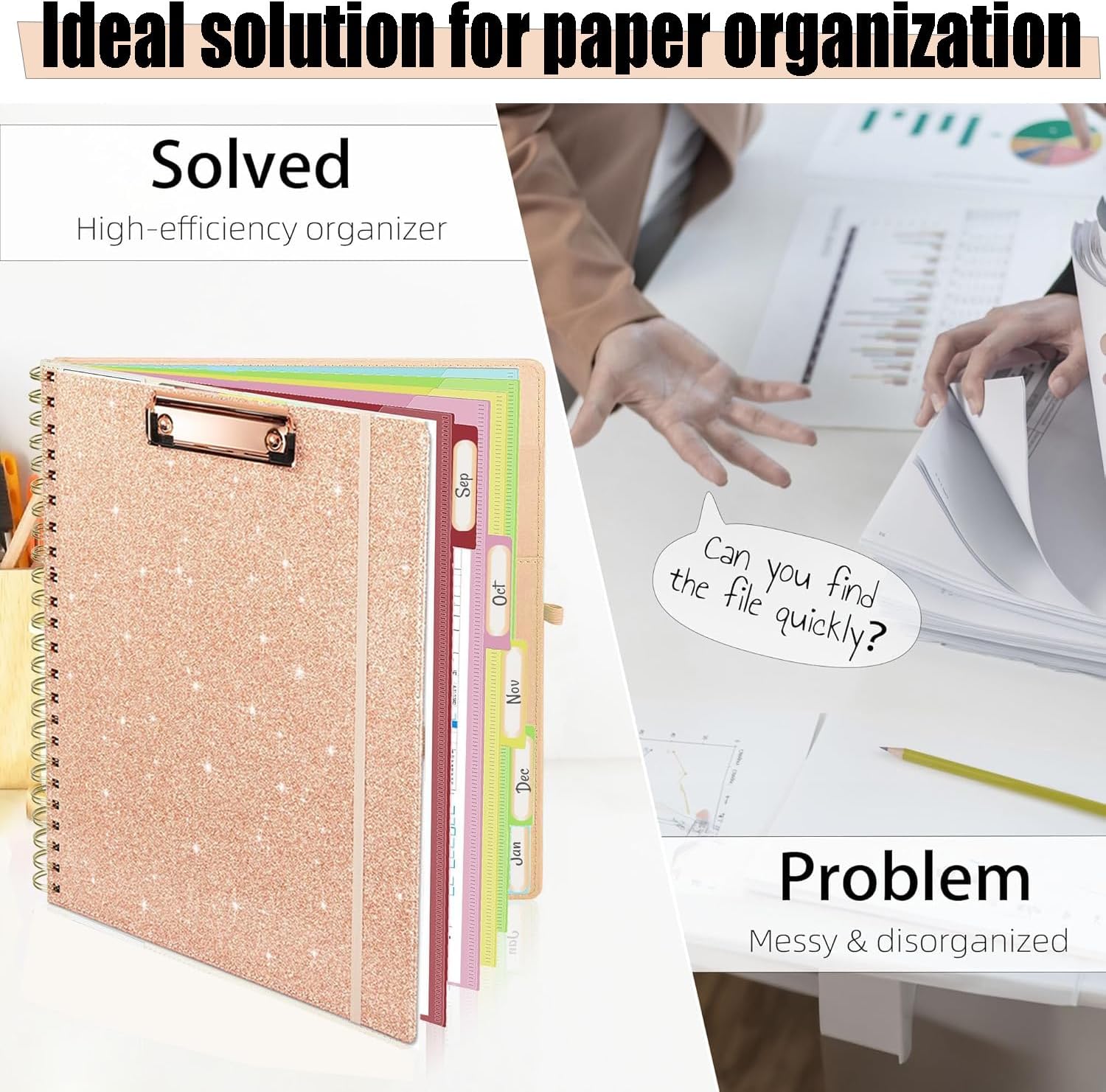 Foldable Spiral Clipboard Folio with Storage Zipper Pouch, 5 Plastic Folders with Pockets,Refillable Lined Notepad (8.5" x 11"), Hardcover Project Organizer with 36 Stickers - Image 6