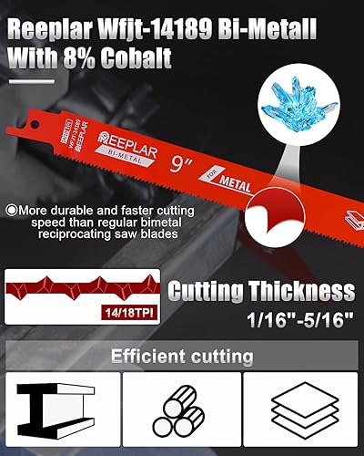 Miniatura 10 de Paquete de 25 hojas de sierra recíproca de 6 pulgadas 1418 TPI bimetálicas para metal, 6 pulgadas, 18-TPI hojas de sierra recíproca reemplazan