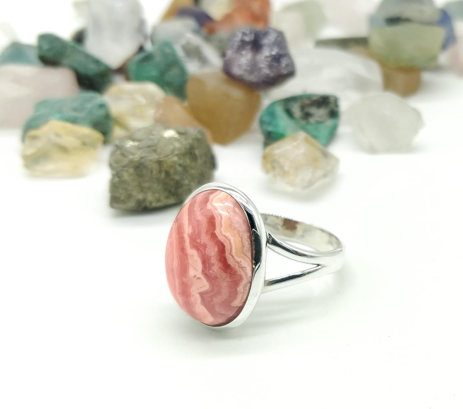 Natural Rhodochrosite Ring, 925 Solid Sterling Silver Ring, Silver Ring with Rhodochrosite Stone, Handmade Ring, Silver Ring, Gift for her/him KOHI Ring SKU 004