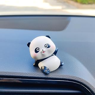 Funny Panda Ornament Car Dashboard Decorations, Cute Car Accessories Interior Dash Decor, Dashboard Accessories for Women/Men (Hello)
