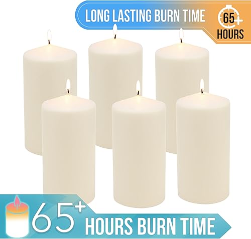 Miniatura 6 de Stonebriar - Velas de pilar altas sin aroma, 3 x 6 pulgadas, color blanco (paquete de 6 unidades)