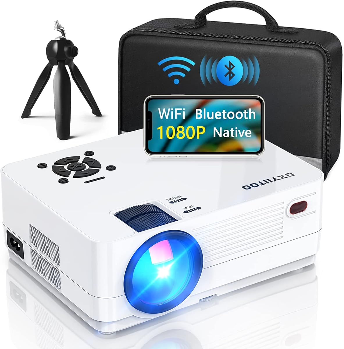 Native 1080P Projector with WiFi and Two-Way Bluetooth, Full HD Movie Projector for Outdoor Movies, 300" Display Projector 4k Home Theater, Compatible with iOS/Android/PC/XBox/PS4/TV Stick/HDMI/USB : Electronics