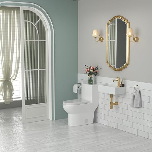 Miniatura 8 de Fregadero de baño de 18 pulgadas  Fregadero rectangular pequeño de 18 x 10 pulgadas para montaje en pared, fregadero de baño de cerámica de