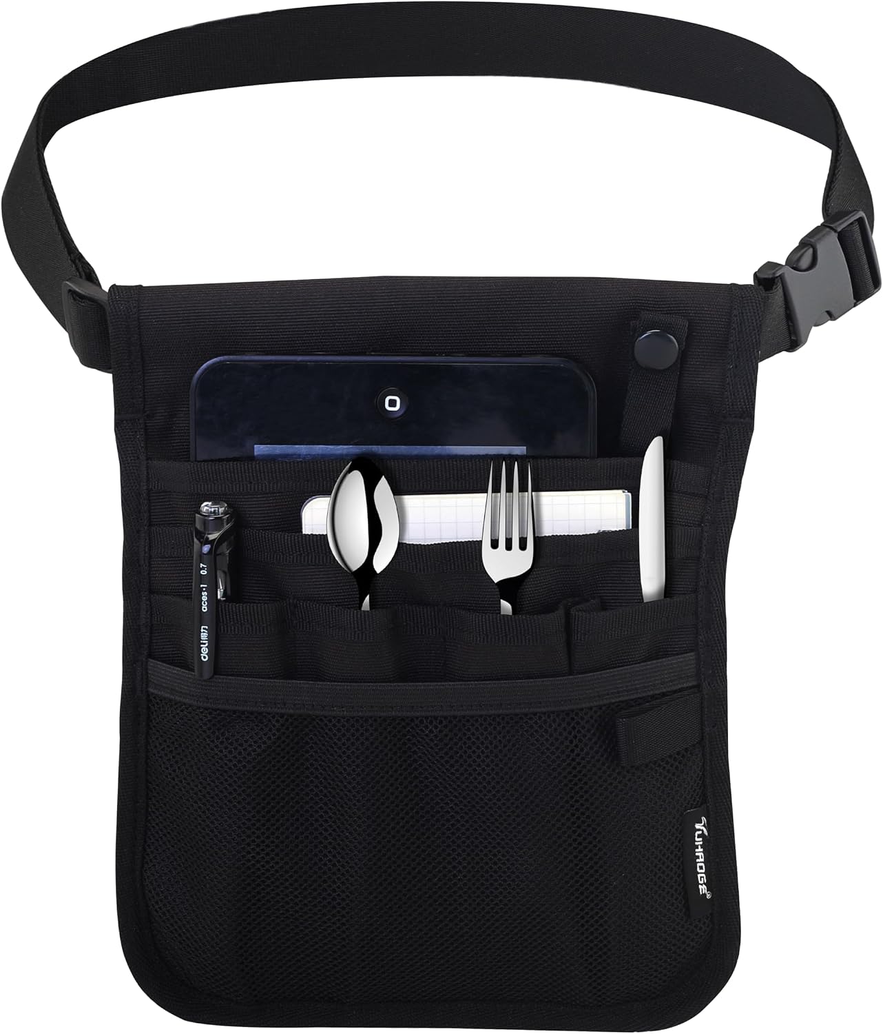 Tuhaoge Server aprons for women,Waist apron with pockets,Multi-Pocket Waitress Waist Bag with Adjustable Belt, Hospital Nurse Apron for Cafe, Restaurant, Pub