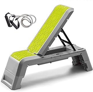 leikefitness Multifunctional Aerobic Deck with Cord Workout Platform Adjustable Dumbbell Bench Weight Bench Professional Fitness Equipment for Home Gym GM5820(Green)