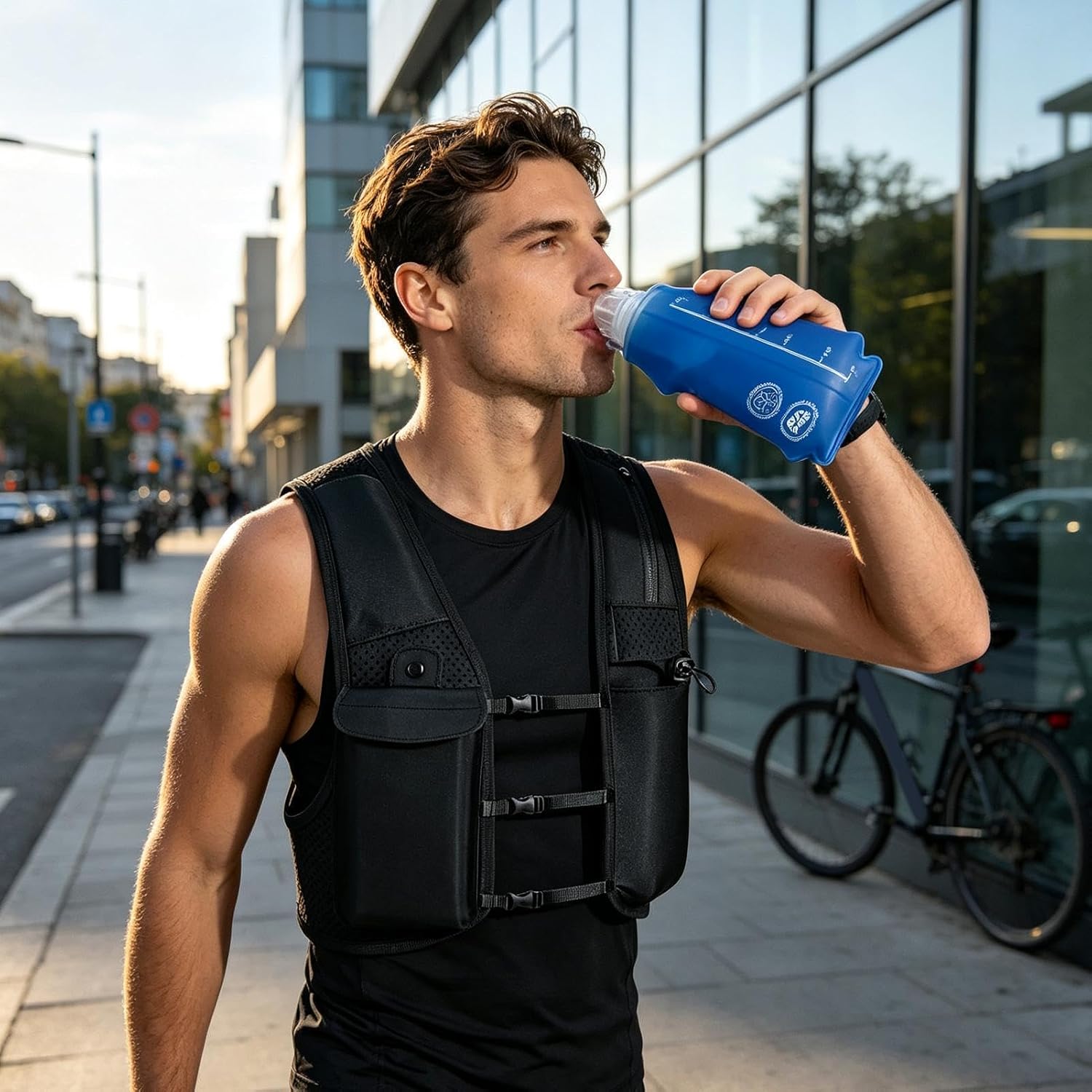 Running Hydration Vest, Reflective Water Backpack, Soft Flask Pack | Cycling Bottle Bag, Lightweight Outdoor Gear for Women Runners Campers Fishermen Bikers Motorcyclists Fishing Camping Hik