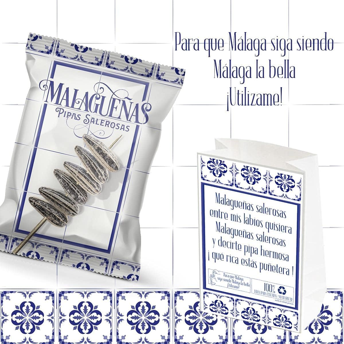 Pipas Malagueñas Con Sal | Expositor 10 Bolsas 110g | Sabor del Sur | Tostadas Punto Con Sal Justa