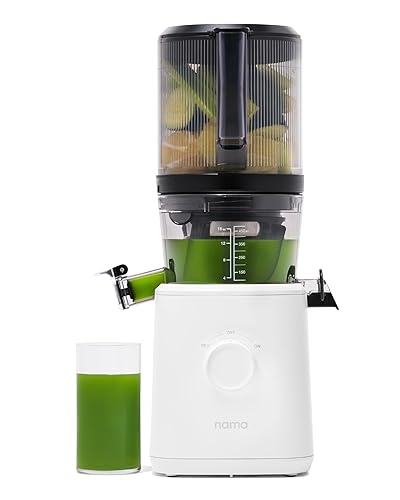 Nama J2 Cold Press Juicer - Masticating Juicer Machine for Vegetables and Fruits - Wide Mouth Hopper with Self Feeding Hands-Free Design - Whole Recipe Loading - Easy to Clean & Assemble - White