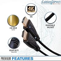 Vista 2 de Cables Direct Online Cable HDMI 2.0 60Hz de 35 pies de alta velocidad 4K HDR 18 Gbps Ethernet Audio Retorno Canal chapado en oro UHD ARC universal