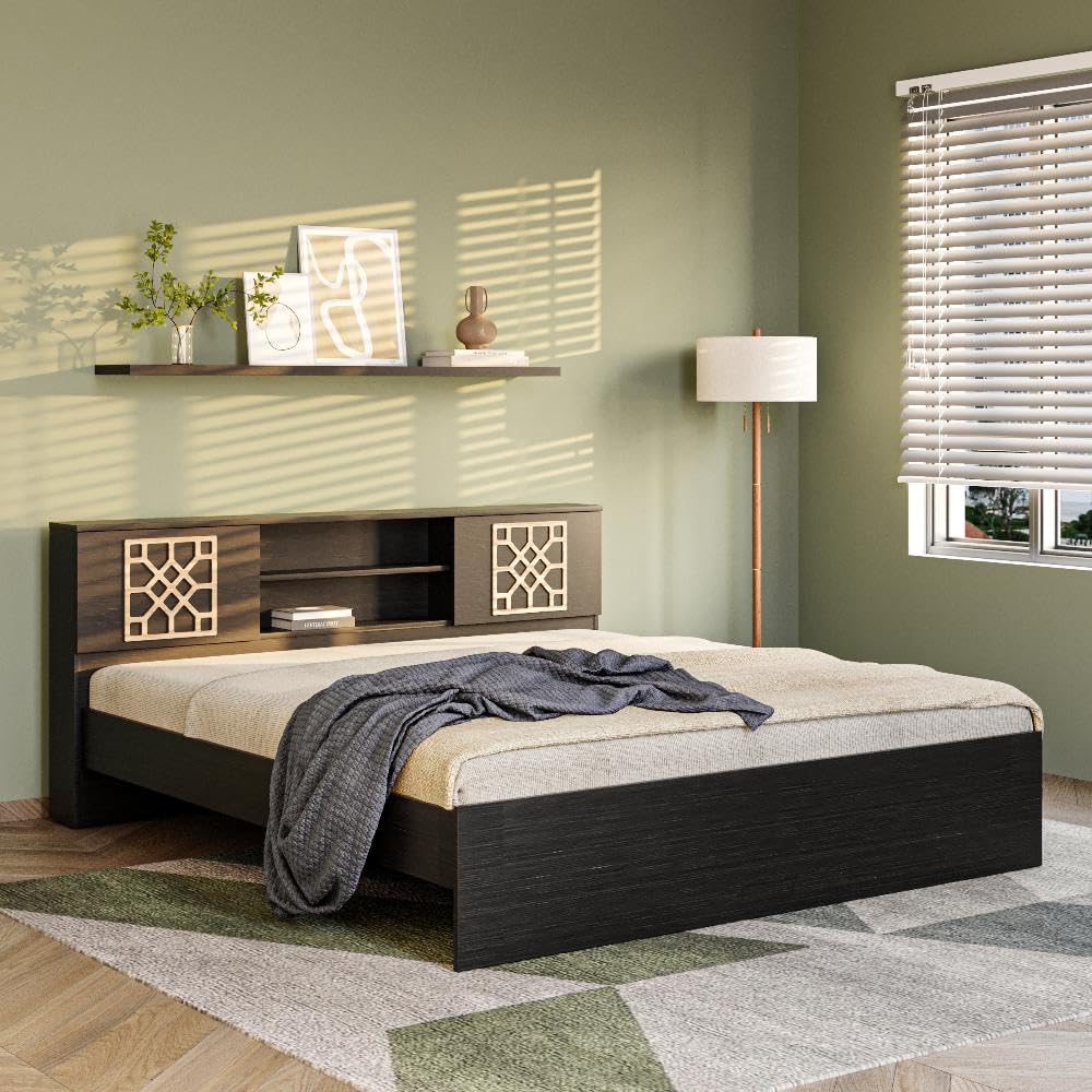 Wakefit Bed | King (78 X 72) Engineered Wood Bed Without Storage, 1 Year Warranty | - Algol - Wenge