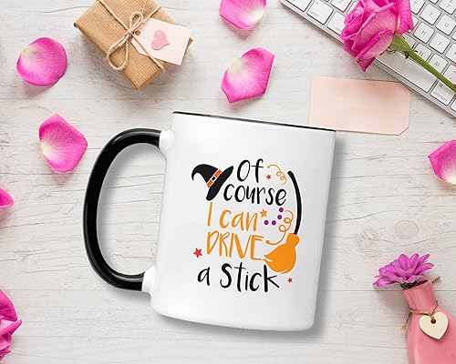 Miniatura 3 de Casitika Regalos de bruja. Taza de bruja con temática de Halloween. Por supuesto que puedo conducir un palo de 11 oz taza de juego de palabras para