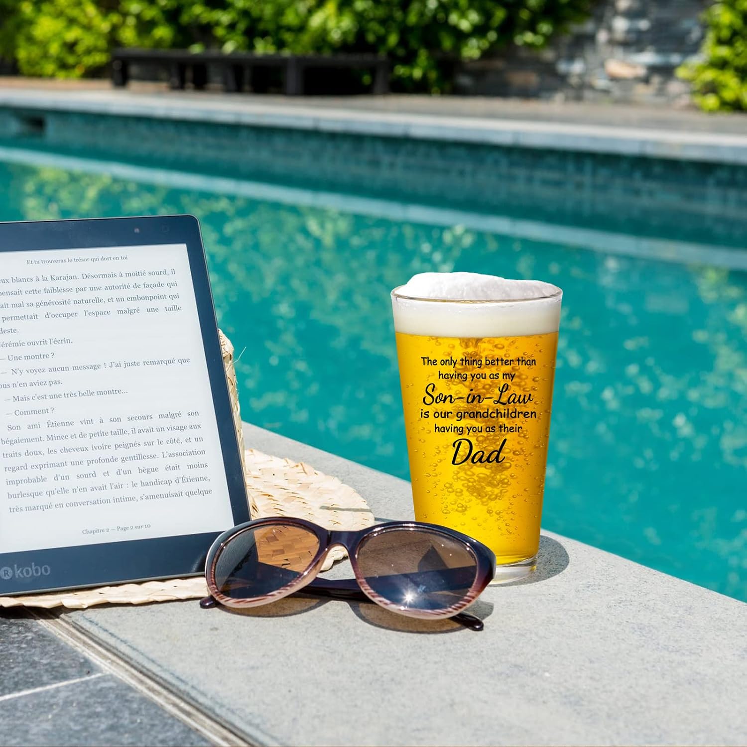 Futtumy Son in Law Gifts from Father in Law Mother in Law, Fatherâ€™s Day Gift for Son in Law, Son in Law Christmas Gifts, Funny Beer Glass for Son in Law New Dad Father to Be, 15 Oz, Transparent