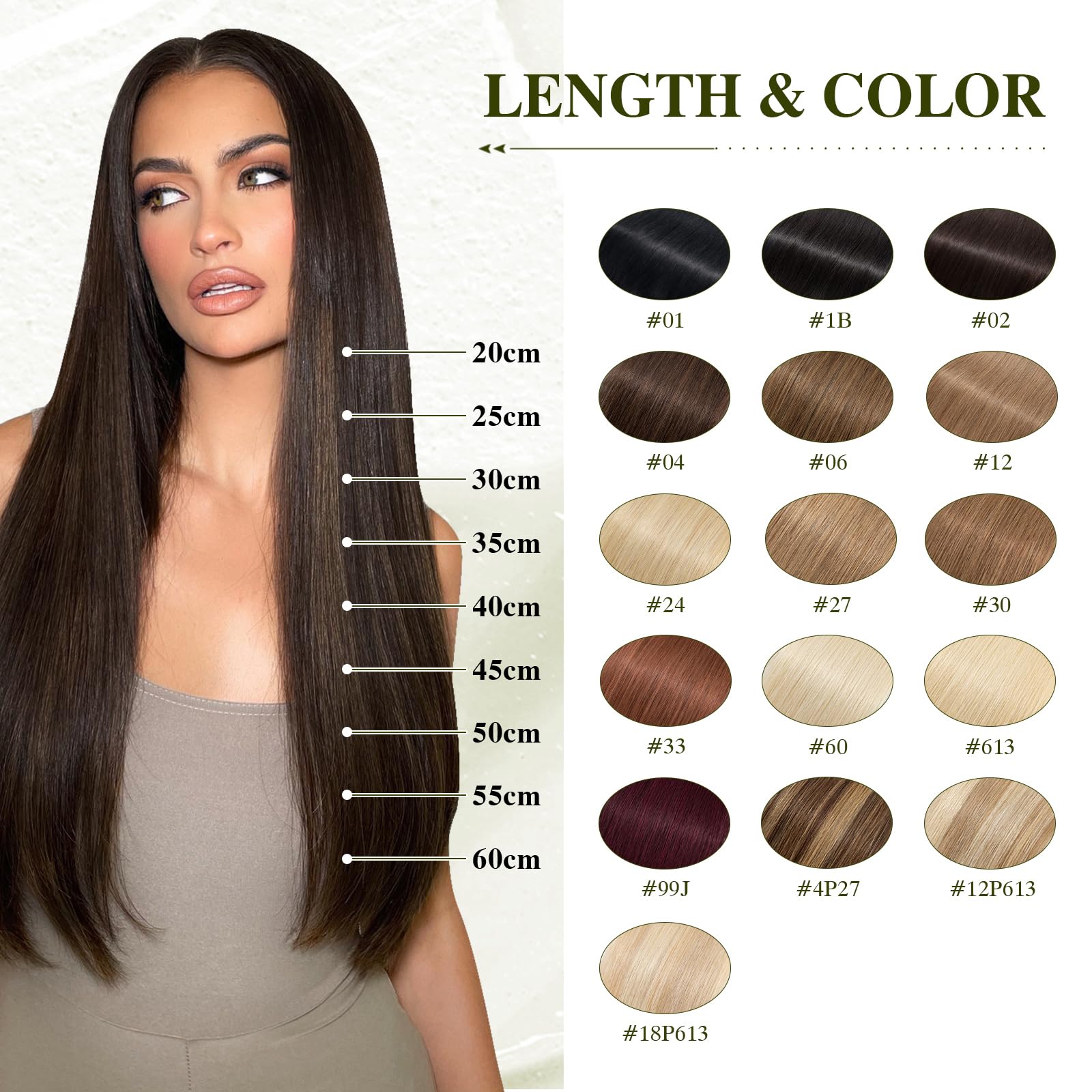 Elailite 45cm Extension Clip Capelli Veri Fascia Unica, Una Ciocca 50g #2 Marrone Scuro (Larghezza 22cm)