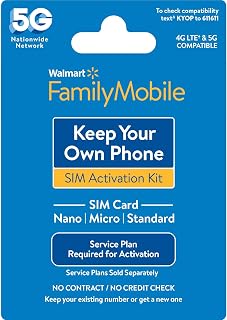 Keep Your Own Phone SIM Card Kit (KYOP) for Walmart Family Mobile (2023 New)