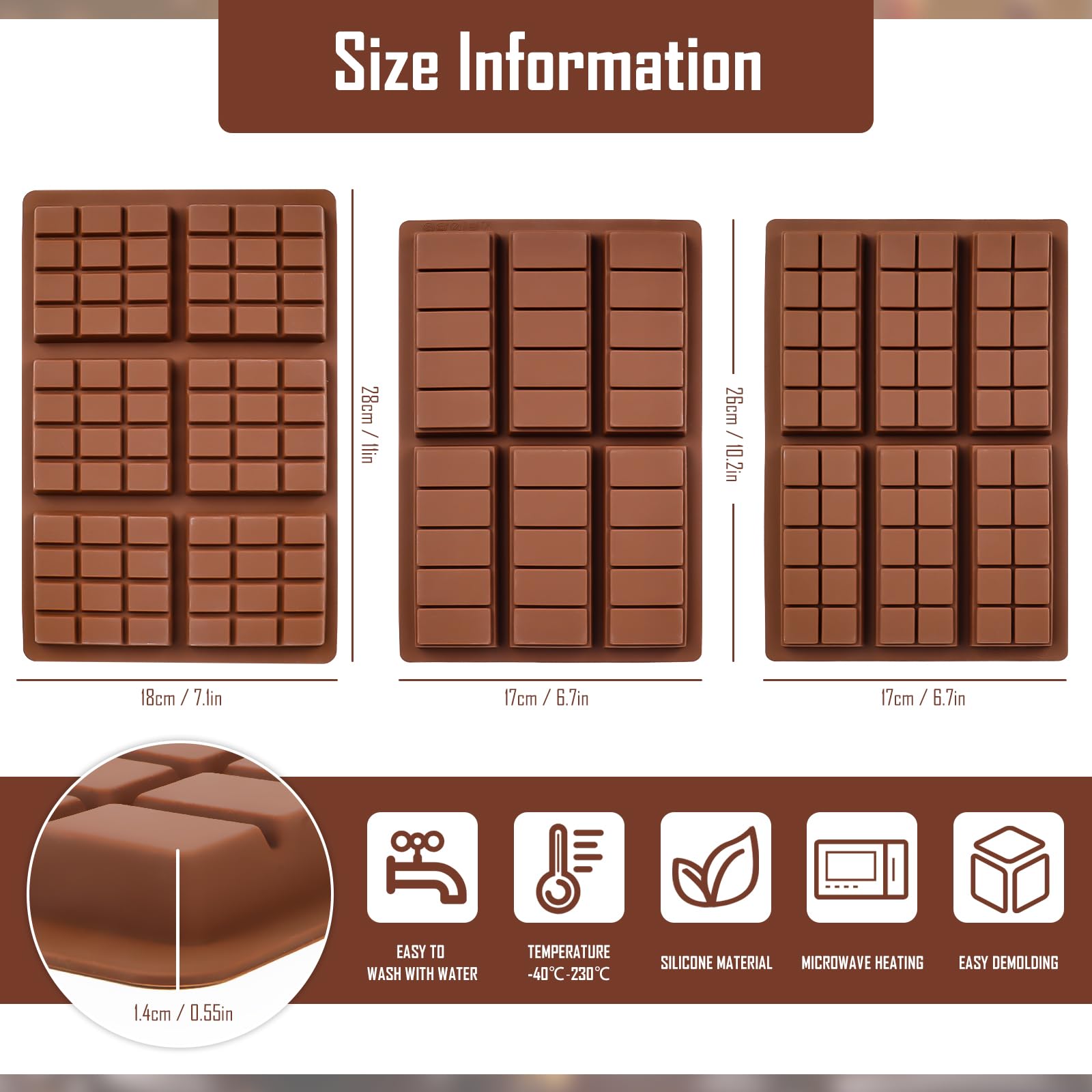 1/2 stuks grote diepe chocoladevorm siliconen snoepvormen voor gevulde repen BPA-vrij gemakkelijk schoon te maken hoge temperatuurbestendigheid zelfgemaakte chocolademaakbenodigdheden – koop de beste producten in de online winkel
