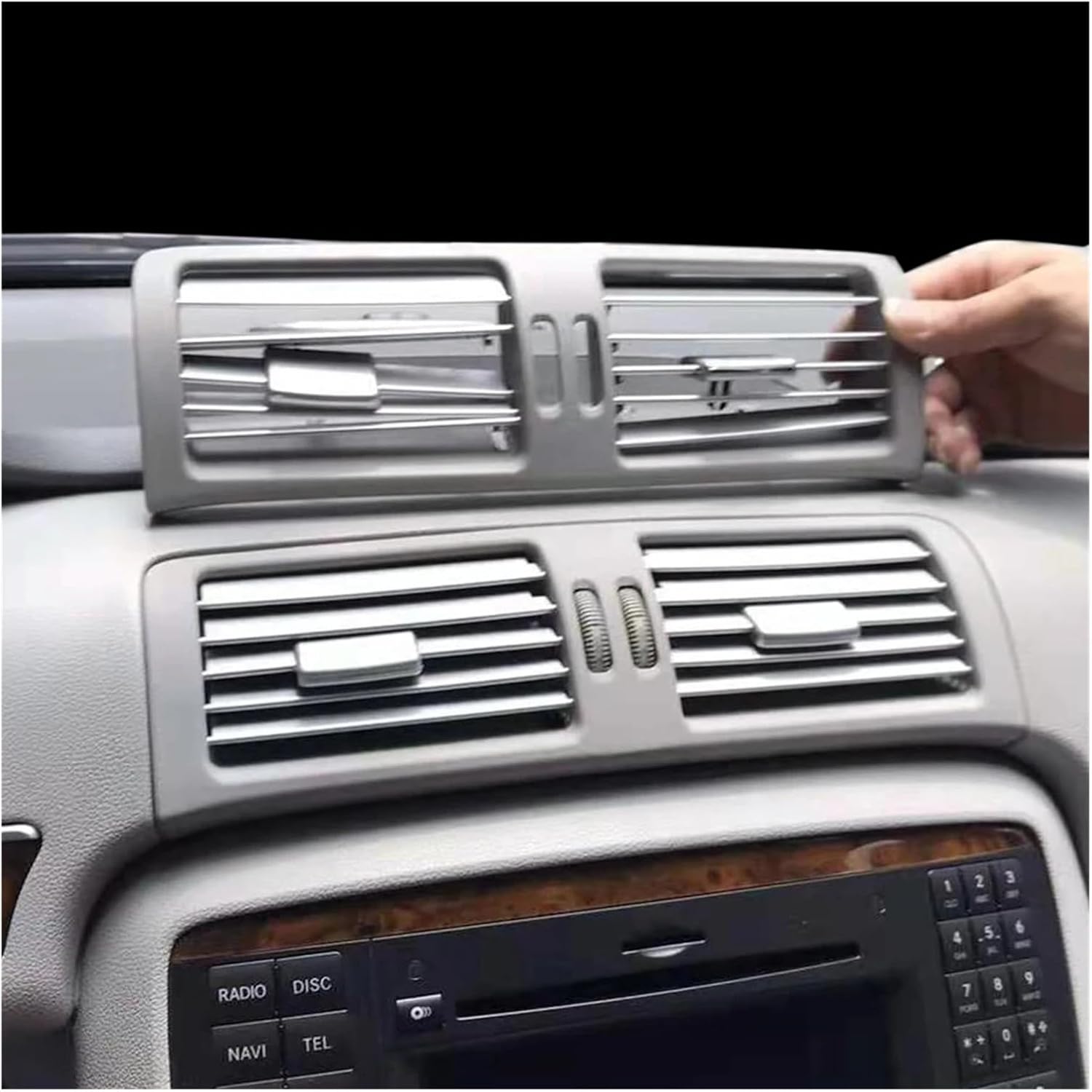 Left Right Rear Central Air Conditioner Vent Outlet Chromed Grille Cover Compatible For Benz W251 R300 R320 R350 R400 R500(Right Black)