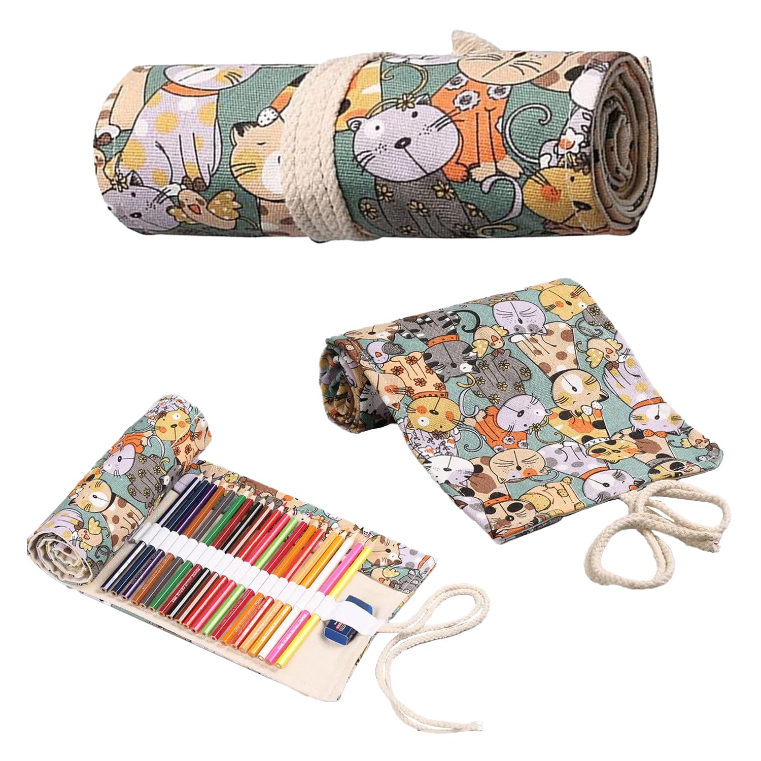 Party Propz Nylon Roll Up Pencil Pouch- 1Pc Paint Brush Pouch For Artists|Roll Up Pencil Case Kids And Adult|Pencil Wrap Roll Up Case|Coloring Roll Paint Brush Roll Up Pouch, Multicolor