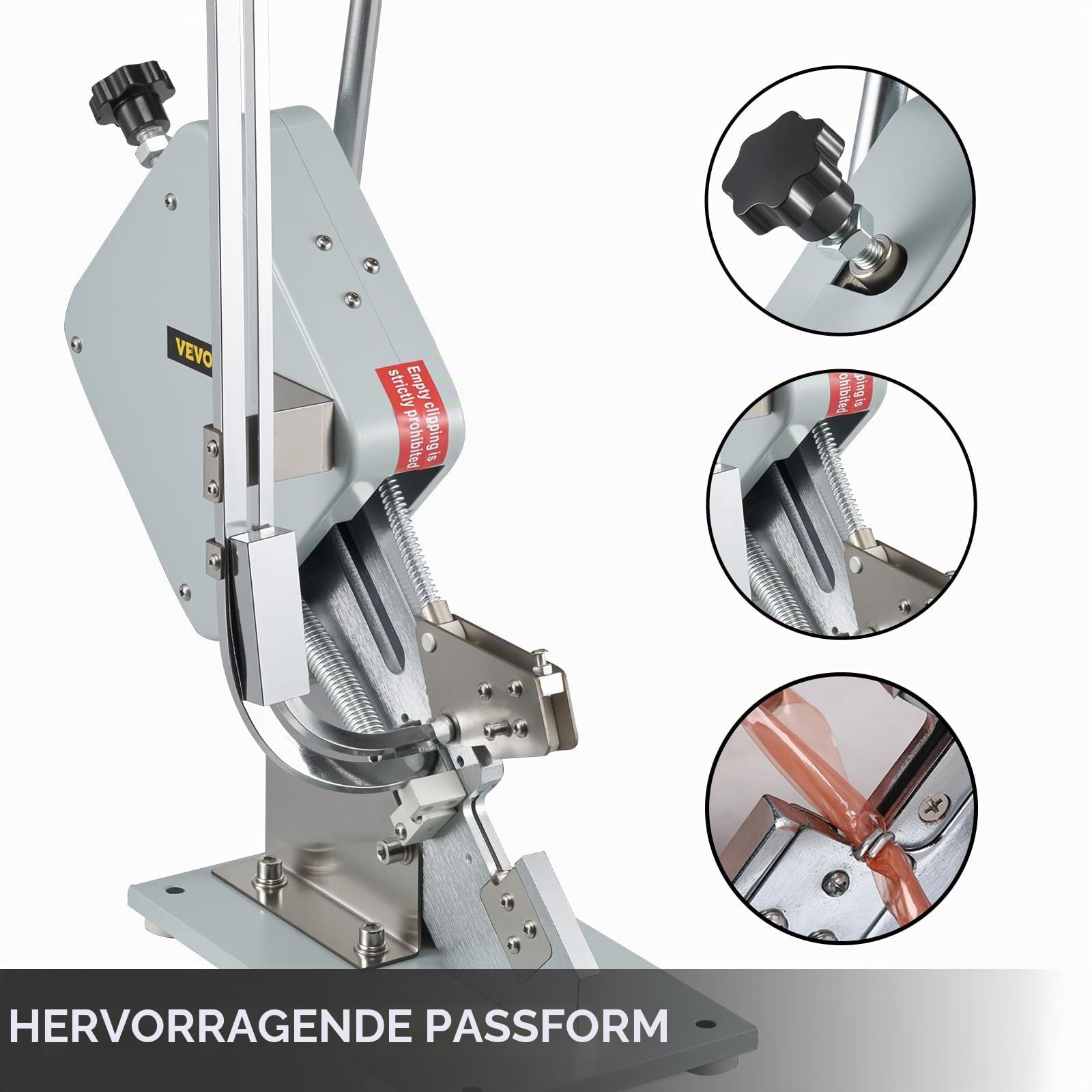 Happybuy Hochwertige manuelle u-förmige Wurst-Klipper-Schneidemaschine mit einer Schachtel Clips (5000 Stk.), robuste Brot Schneidemaschine aus A304-Feinstahl, klappbarer Allesschneider, 37x19x57 cm